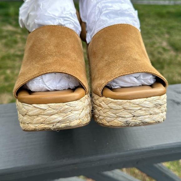 MARC FISHER Suede Platform Straw Wedge Sandals - Picture 6 of 12